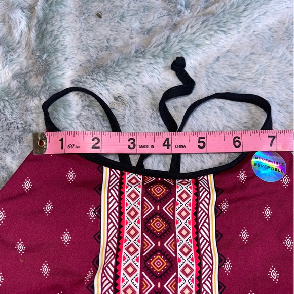 NWT Reversible Black & Maroon Patterned Adjustable Bikini Top by Ardene Size L - Picture 6 of 10